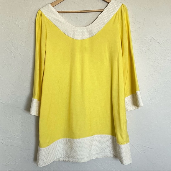 BURU x Sarah Bray Bermuda Mini Kaftan Tunic Yellow White Small - Picture 4 of 10